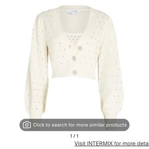 INTERMIX Viola embellished Cardigan in Ivory Size P